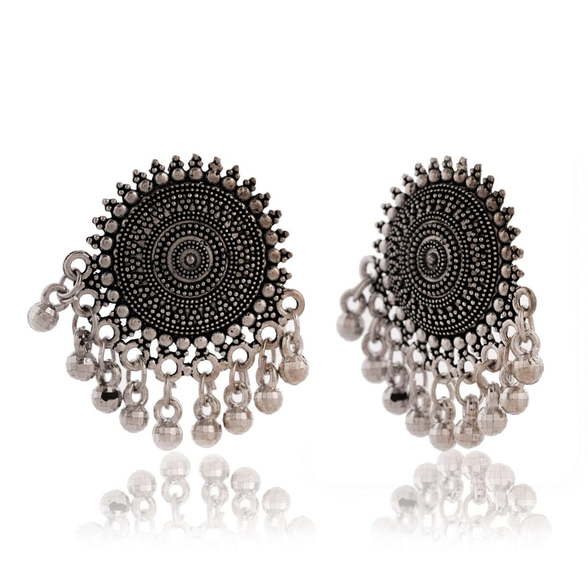 Earrings for Women Traditional Silver AZ838-OXidised Jhumka Set | German Silver Chand Baliyan & Jhumkas Earrings | Birthday & Anniversary Gift -AZ838-OX-ER32 - Image 3