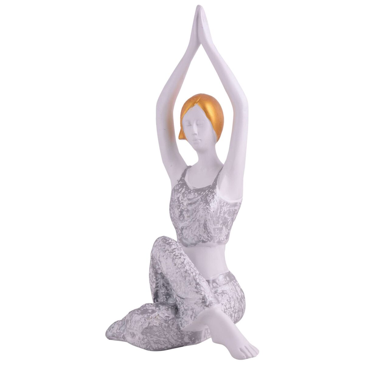 Suitable for home decor Yoga Posture Lady Statue Idol for Home Yoga Statue admirable piece of gift (silver) - Image 3