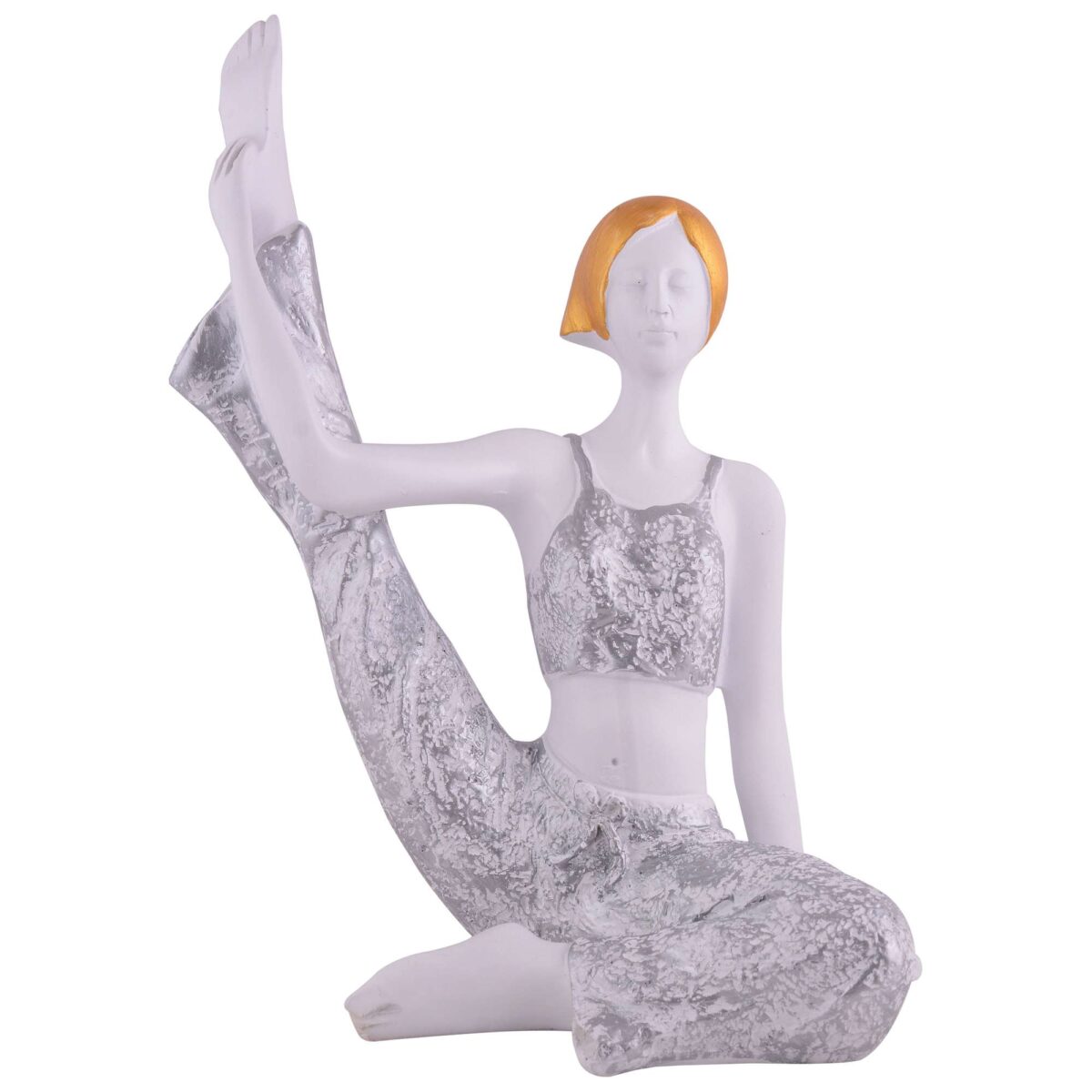 Suitable for home decor Yoga Posture Lady Statue Idol for Home Yoga Statue admirable piece of gift (silver) - Image 3