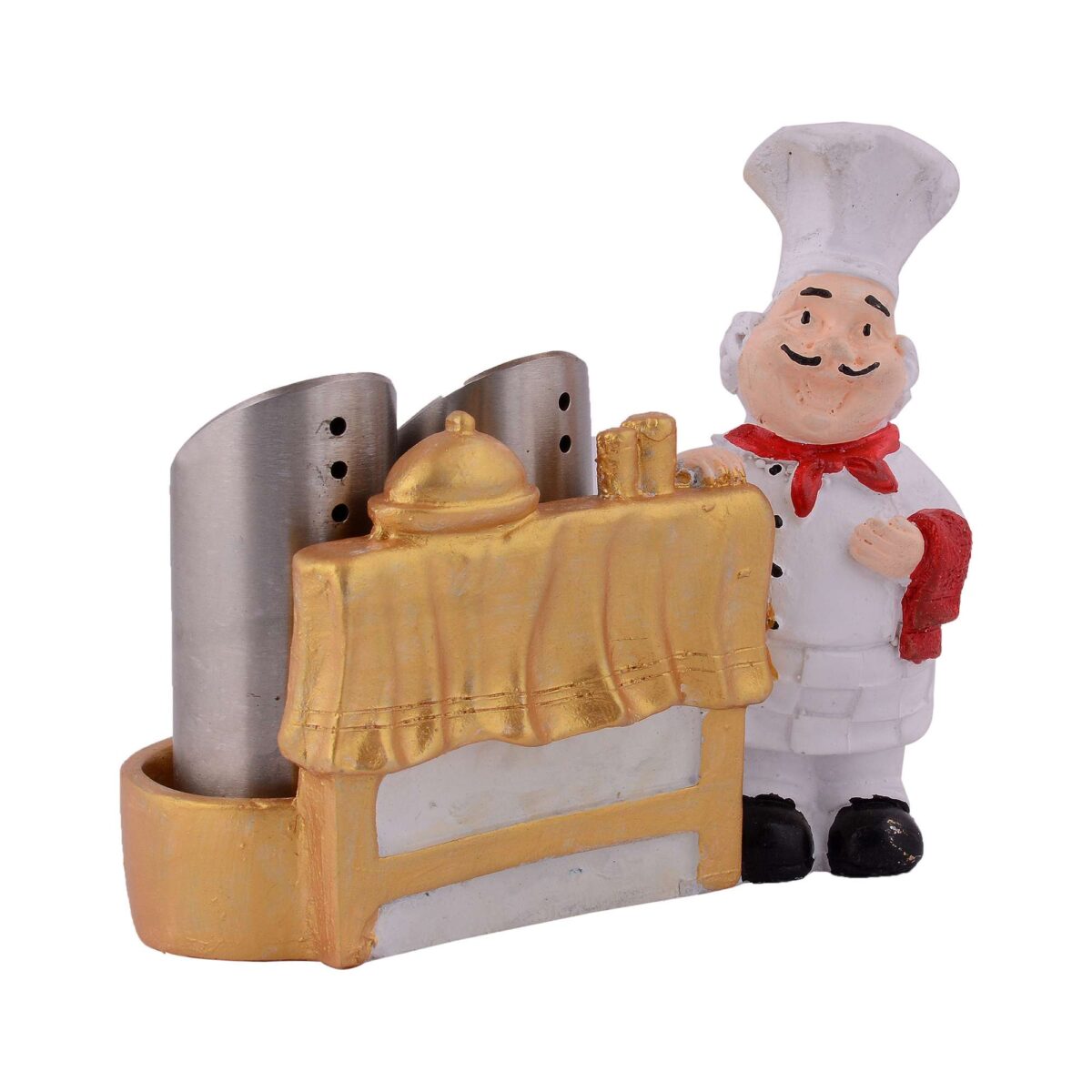 Resin Chef Figures Decorative Ornaments,Kitchen Decor,Cook Caf? Bar Statue, French Chef Figurines with Tray Message Board - Image 3