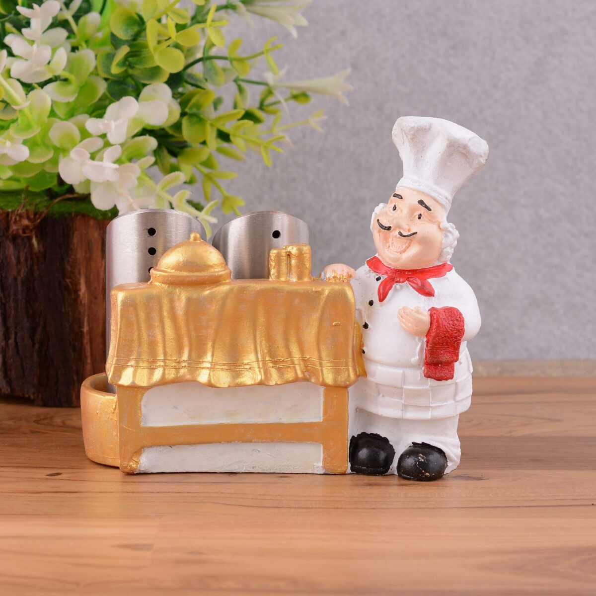 Resin Chef Figures Decorative Ornaments,Kitchen Decor,Cook Caf? Bar Statue, French Chef Figurines with Tray Message Board - Image 2