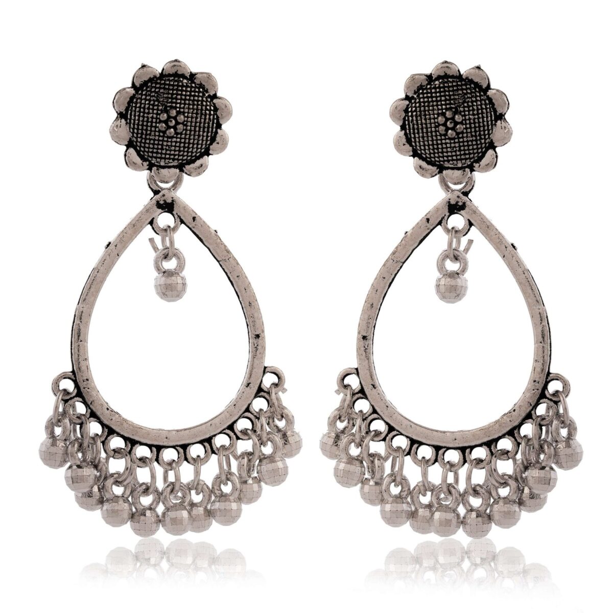 Earrings for Women Traditional Silver AZ838-OXidised Jhumka Set | German Silver Chand Baliyan & Jhumkas Earrings | Birthday & Anniversary Gift -AZ838-OX-ER34 - Image 3