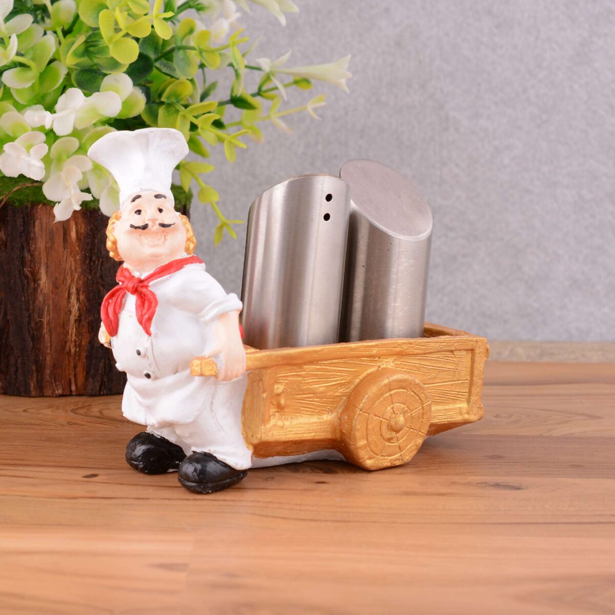 Resin Chef Figures Decorative Ornaments,Kitchen Decor,Cook Caf? Bar Statue, French Chef Figurines with Tray Message Board-1