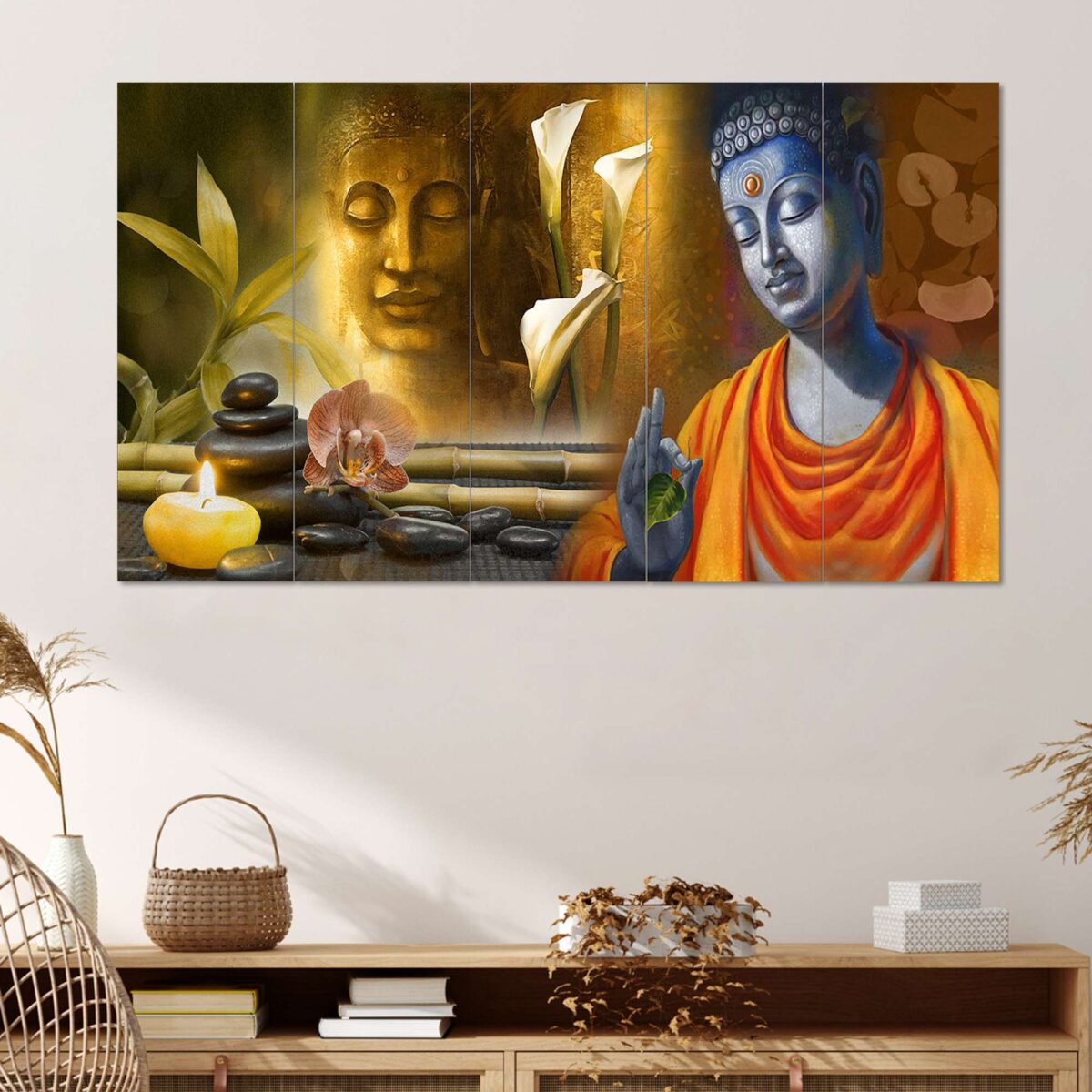 Set Of 5 Wooden Framed Wall Paintings - Image 2